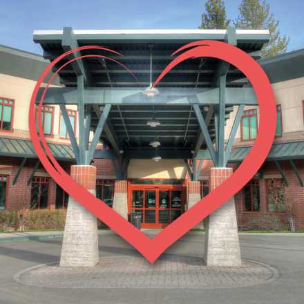 Tahoe Forest Hospital Exterior with heart overlay