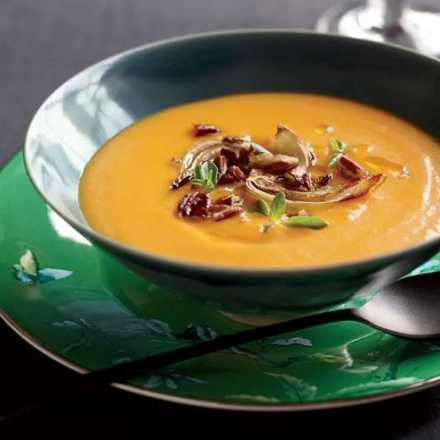 orange soup in bowl