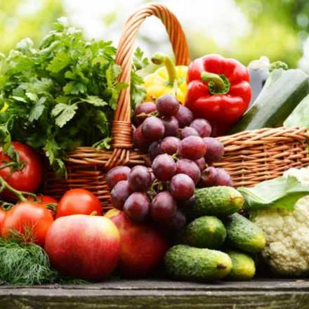 Basket of vegetables and fruit