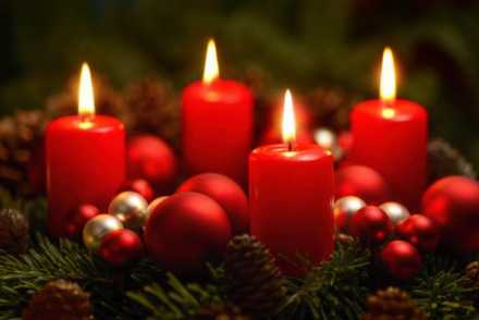 Red candles and ornaments