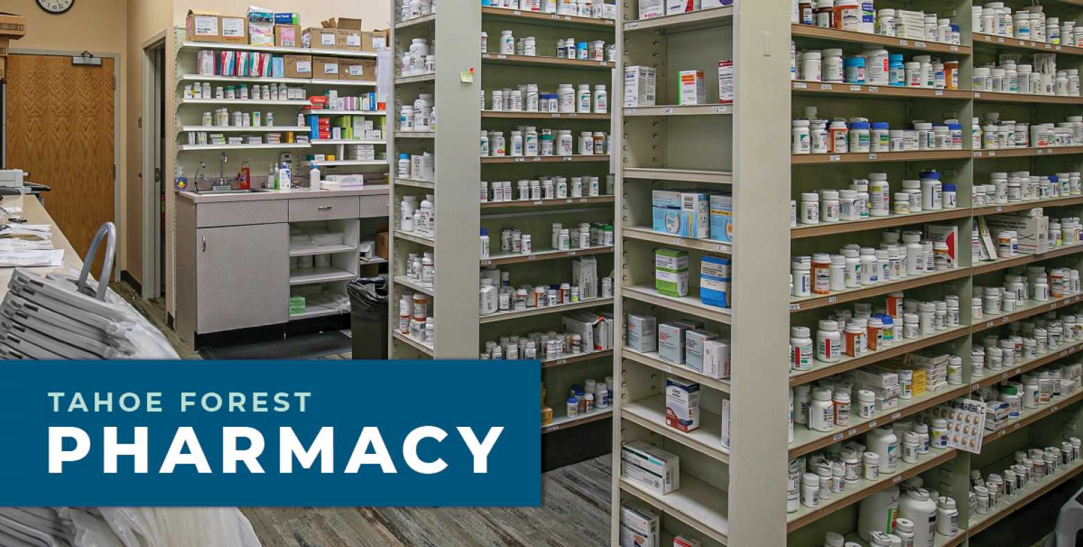 racks of medication with Tahoe Forest Pharmacy name