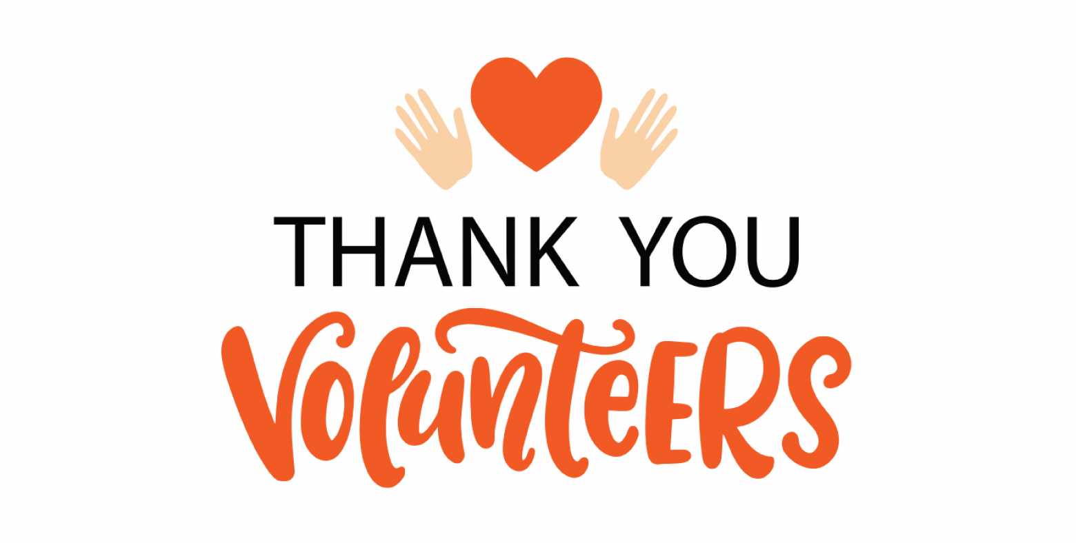 Thank You Volunteers with heart between hands