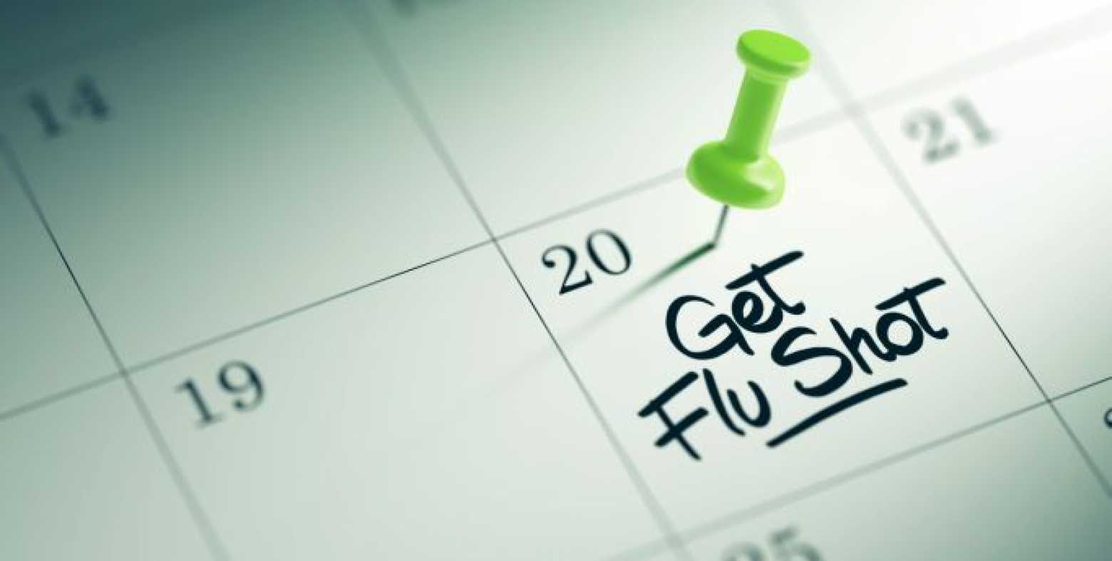 Calendar with flu shot note 