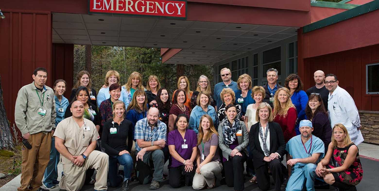 Incline Village Community Hospital staff in front of hospital