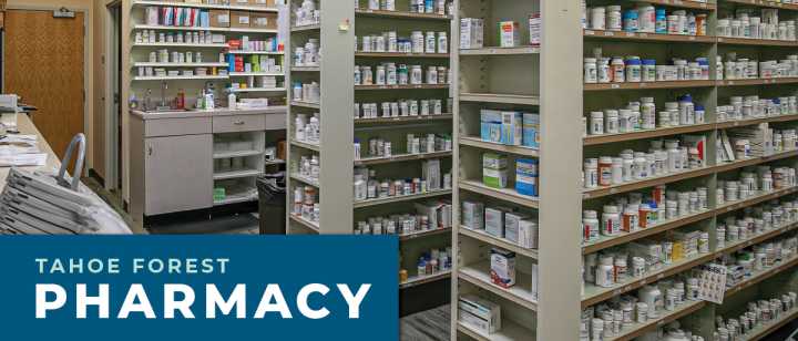 Aisles of medications inside Pharmacy 