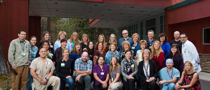 Incline Village Community Hospital staff in front of hospital