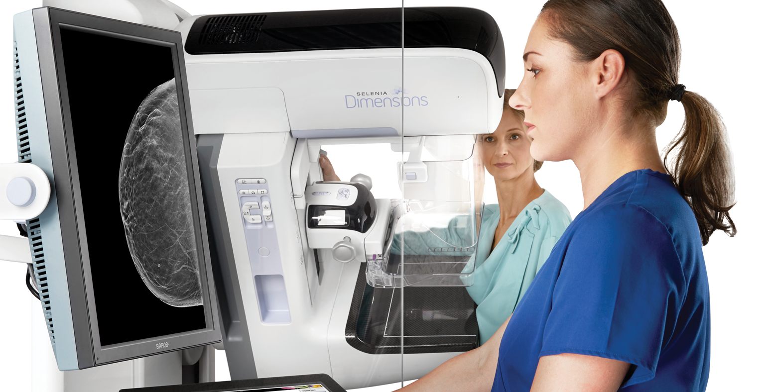 Mammography imaging performed on a patient