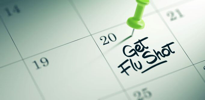 Calendar with flu shot note