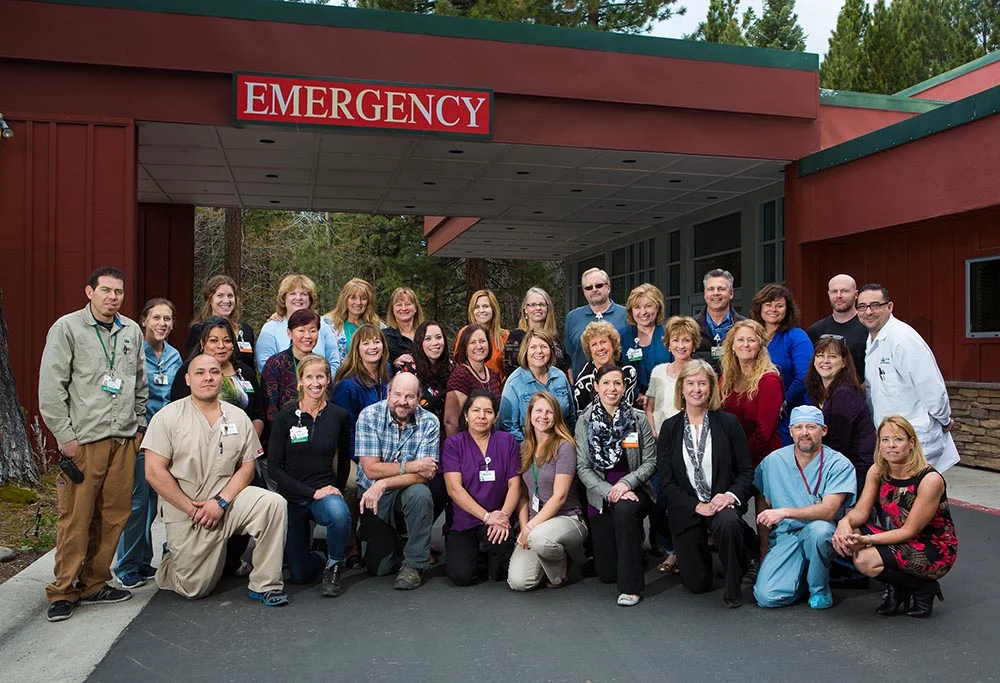 Incline Village Community Hospital staff in front of hospital