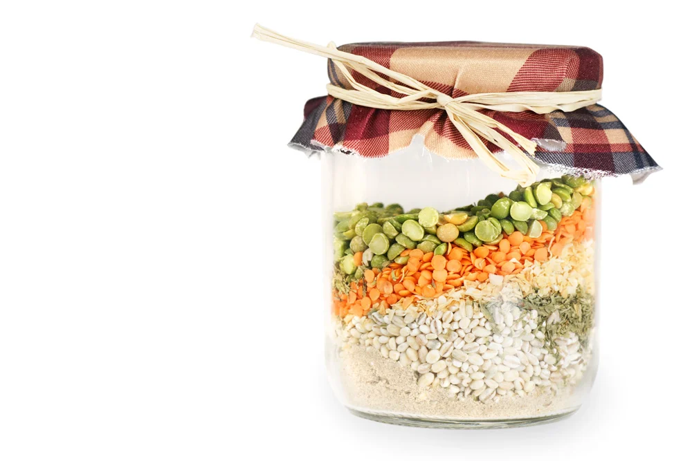 soup ingredients in a jar