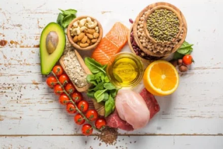 foodheart foods arranged into shape of heart
