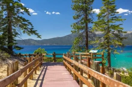 nature boardwalk to lake