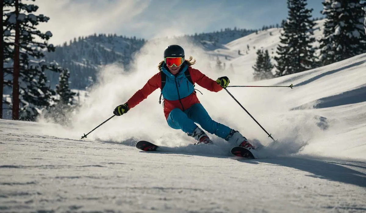 skier in lake tahoe resort