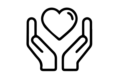 heart in between hands icon