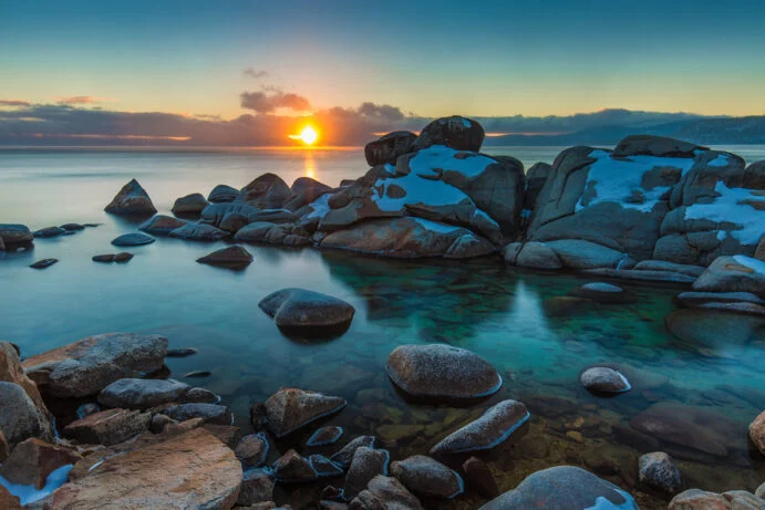 Hidden Beach Lake Tahoe in winter