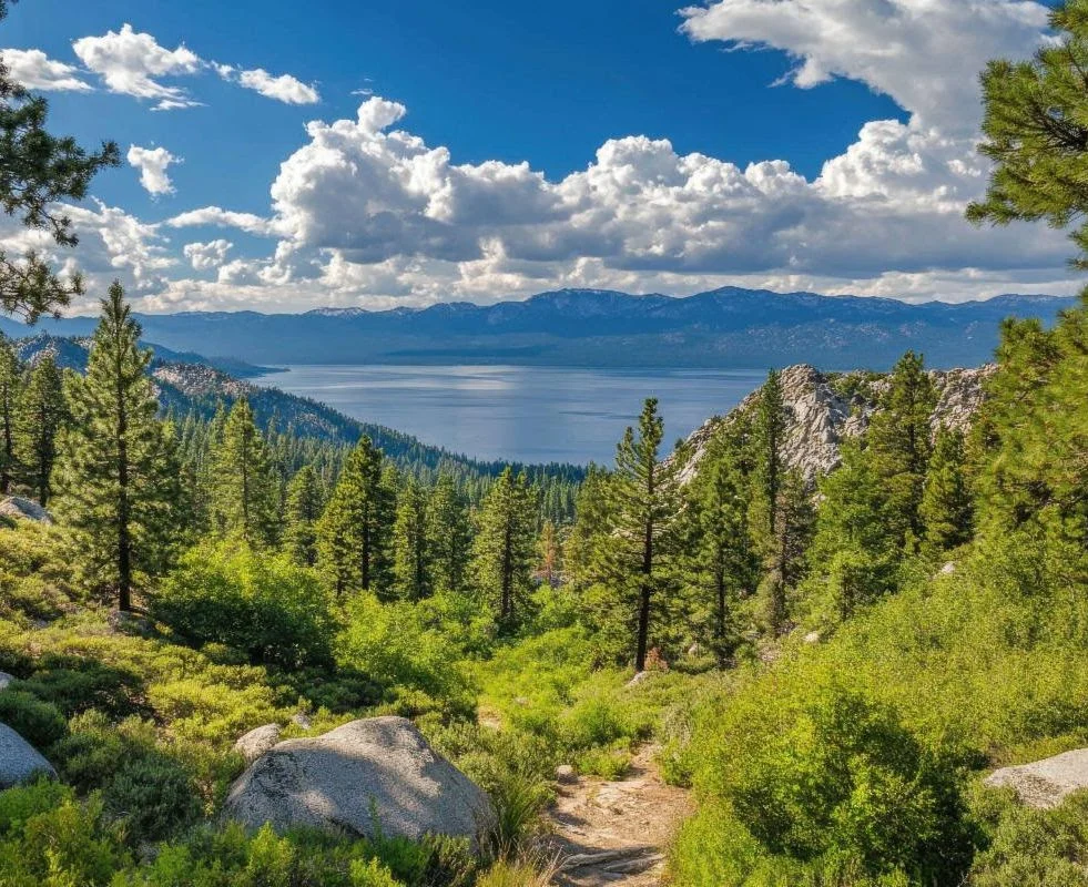 naturelake expansive view of lake tahoe from a trail