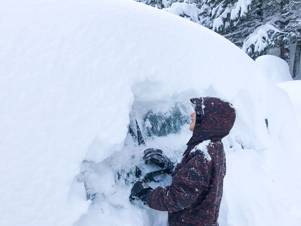 769058131-istock-1187019723 Person digging snow off car