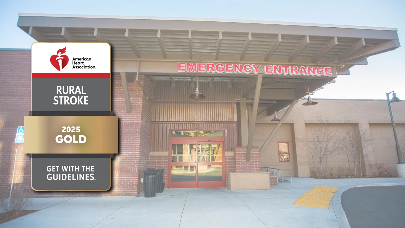 Get-with-the-Guidelines.News-Item TFHS ER entrance with Get with the Guidelines Gold Award badge