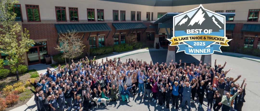 bestofgroup Large group of TFHD employees standing outside hospital with text: Best of N. Lake Tahoe Truckee 2025 Winner