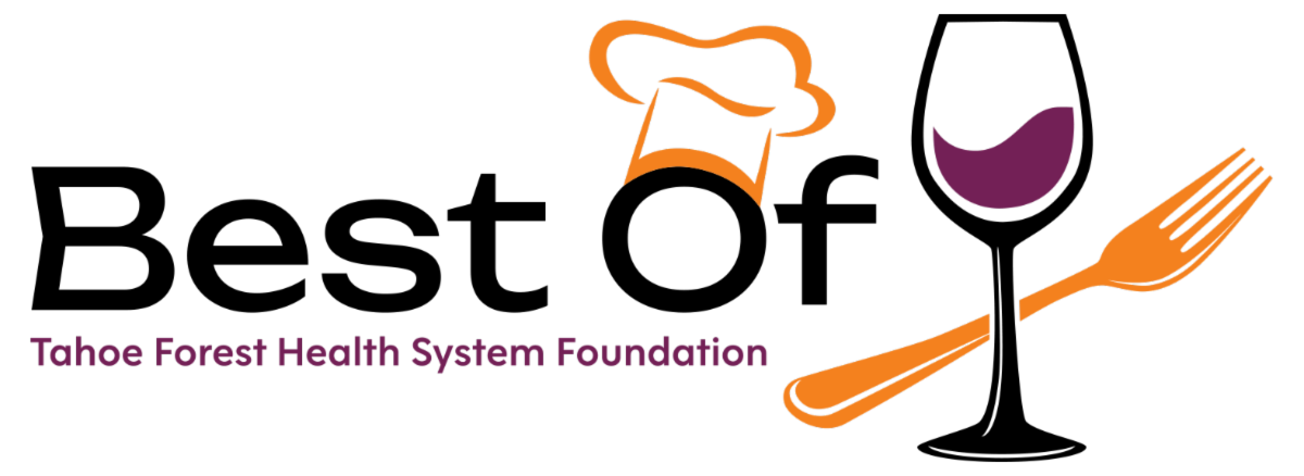 bestoflogo Wine glass and fork with text: Best of. Tahoe Forest Health System Foundation