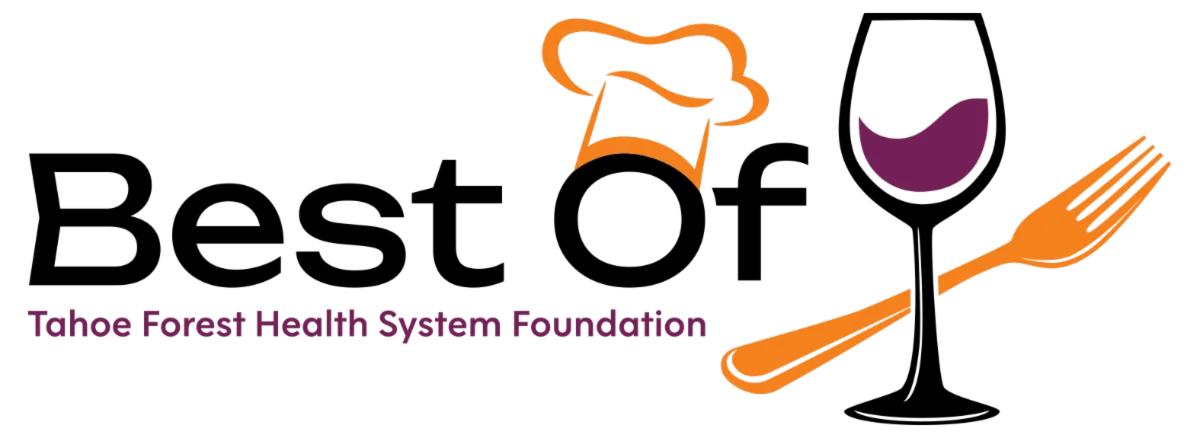 bestoflogo Wine glass and fork with text: Best of. Tahoe Forest Health System Foundation