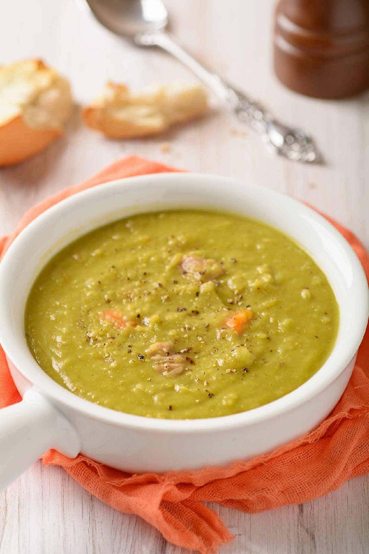 Split Pea Soup with Fresh Peas and Potatoes