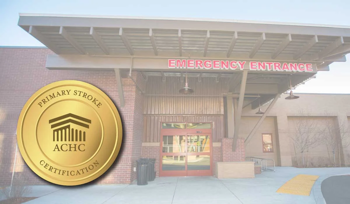 TFH ER Entrance with ACHC Primary Stroke Award logo
