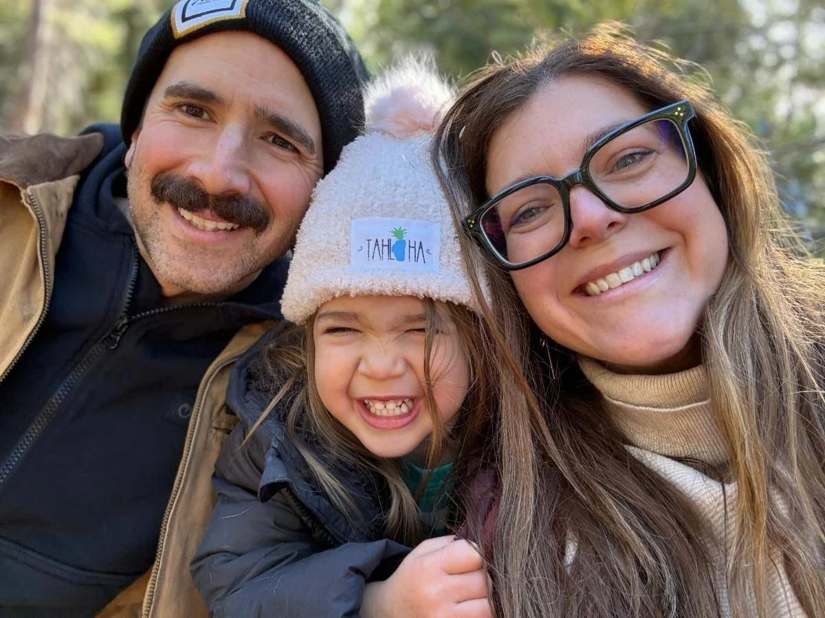 Chelsey Barroso with partner and daughter