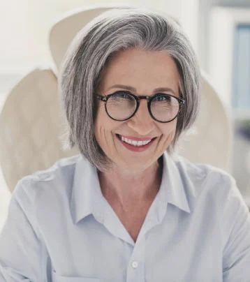 older woman with glasses