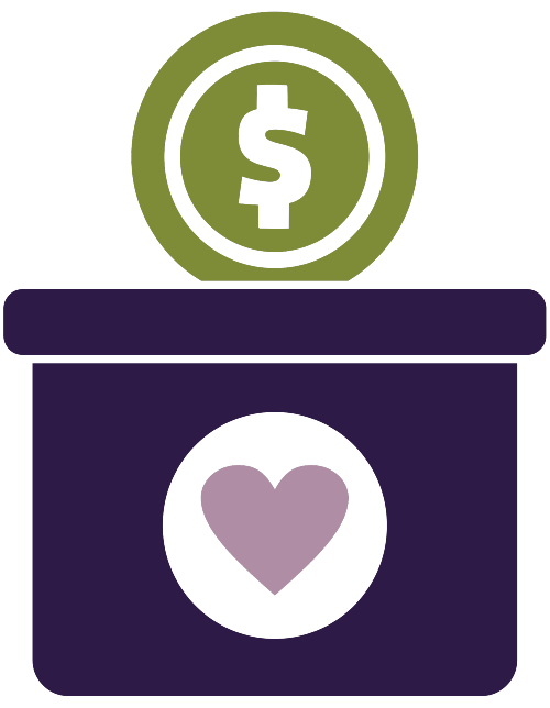 Donations icon of donation money in basket