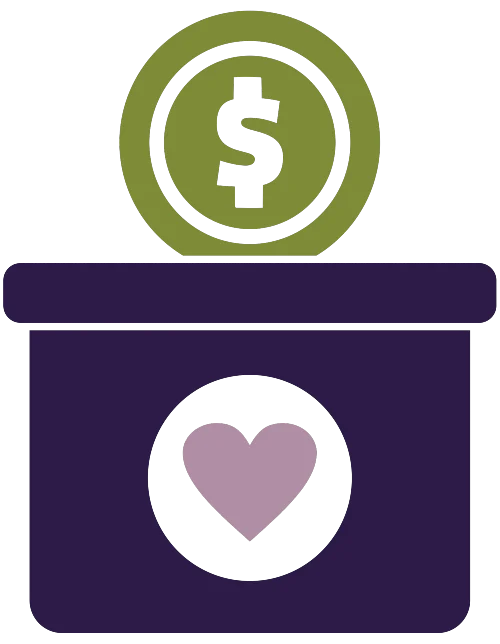 icon of donation money in basket