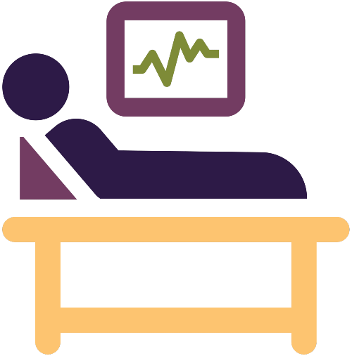 Patient-Care icon of a patient in a bed hooked up to monitor