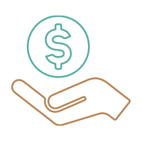give-money-left hand giving money icon left