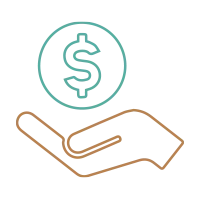 give-money-left hand giving money icon left