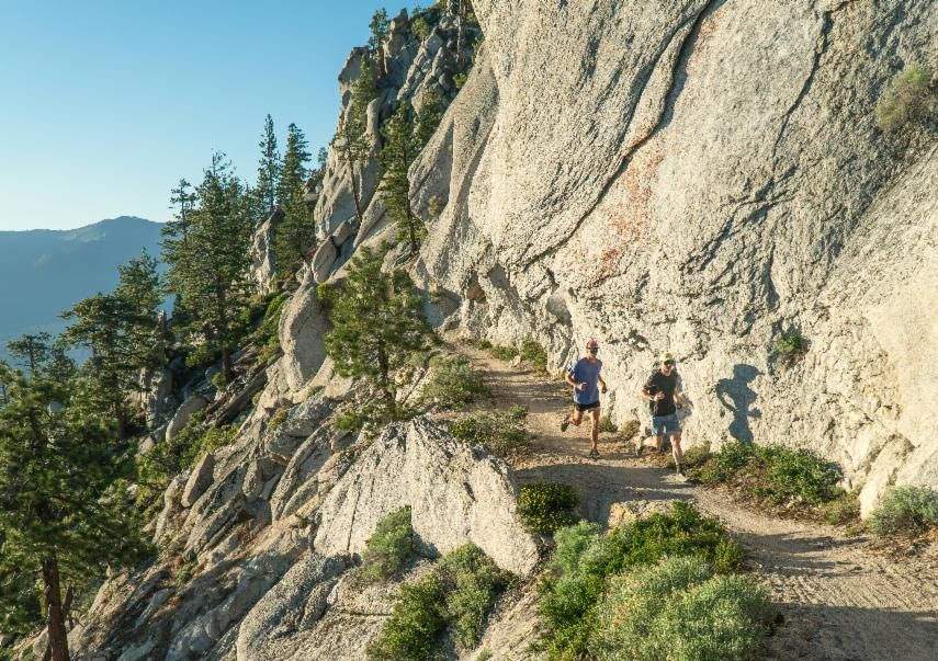 running along the flume trail in Tahoe