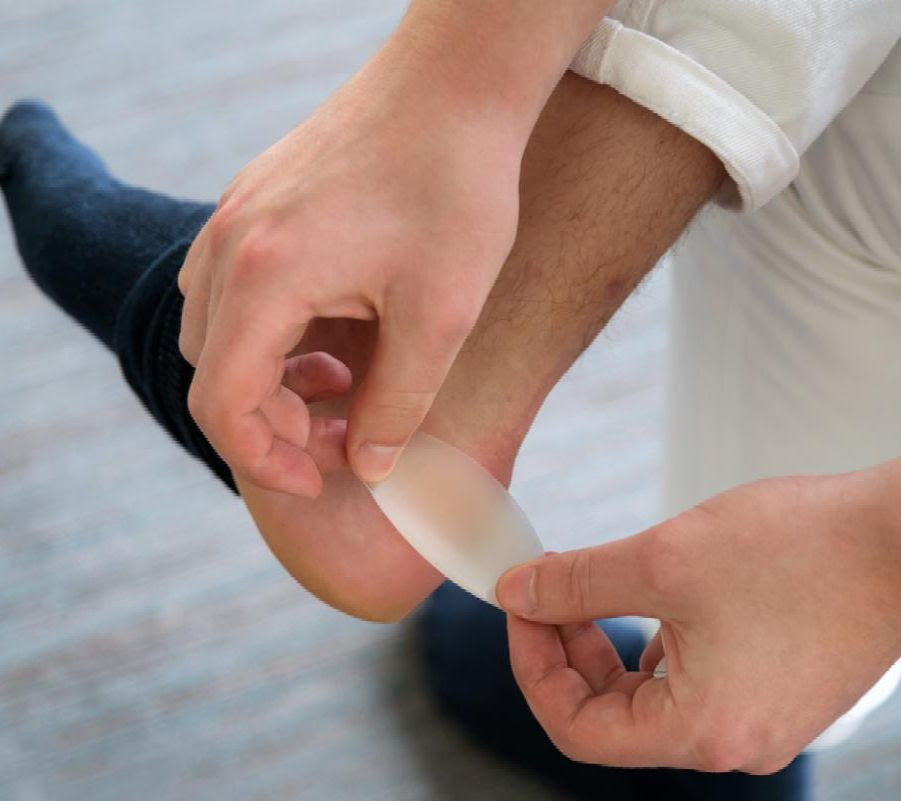 ankleblister blister bandage is placed behind ankle
