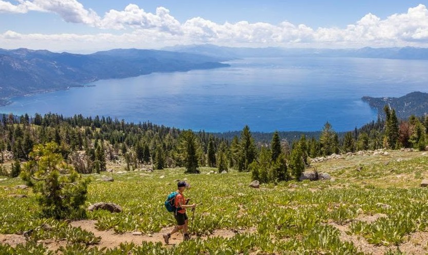 rimtrail hiker on the tahoe rim trail