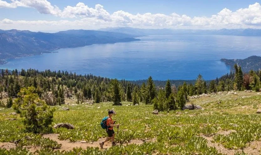 hiker on the tahoe rim trail