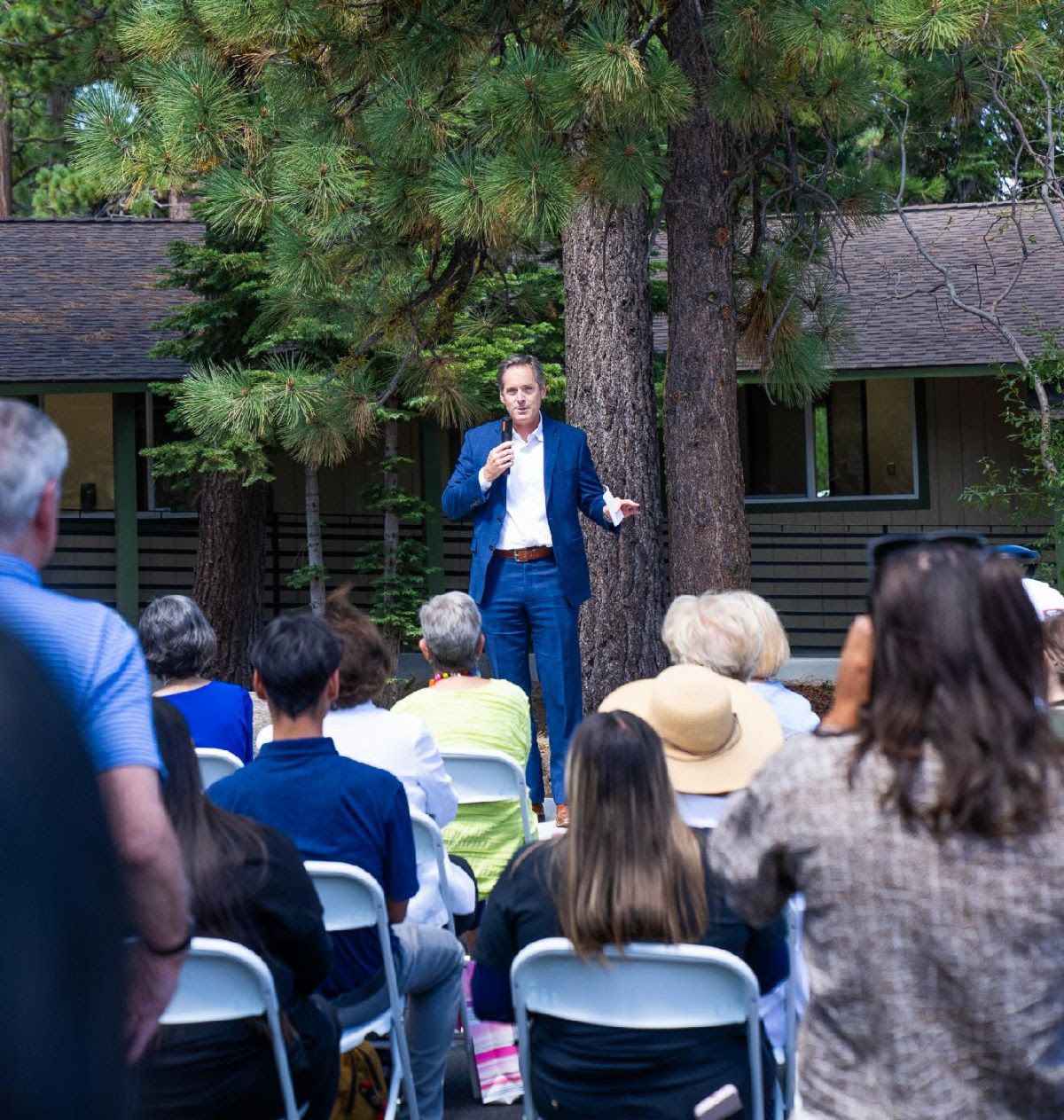 Speaker onstage at north shore clinic opening