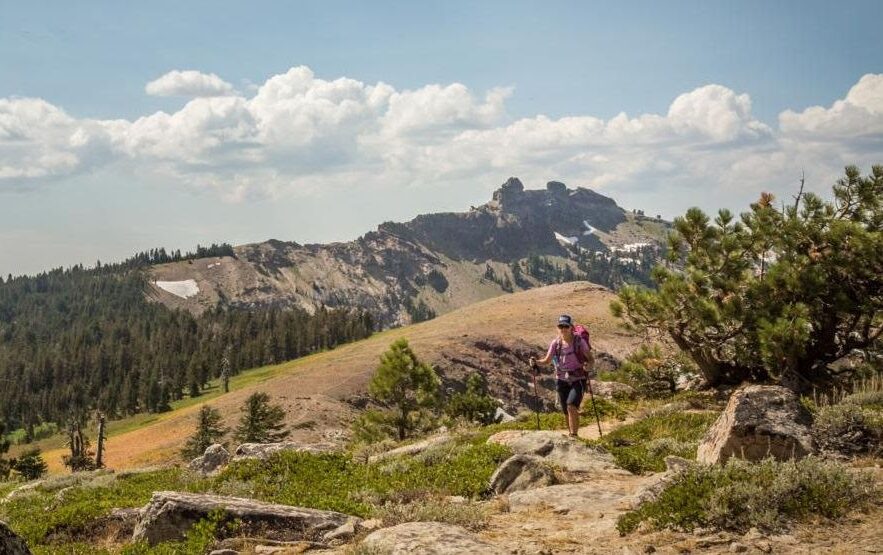 Person hiking a trail